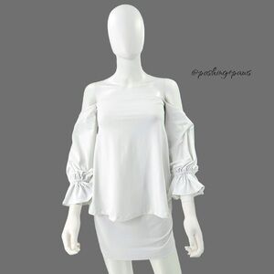 Susana Monaco White Off the Shoulder Long Sleeve Jersey Peasant Top Size S